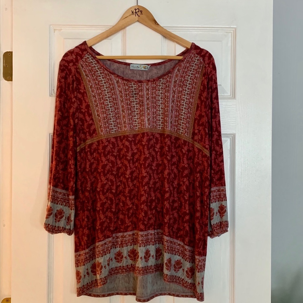 🌿 Unity World Wear Top Shirt Patterned Small
